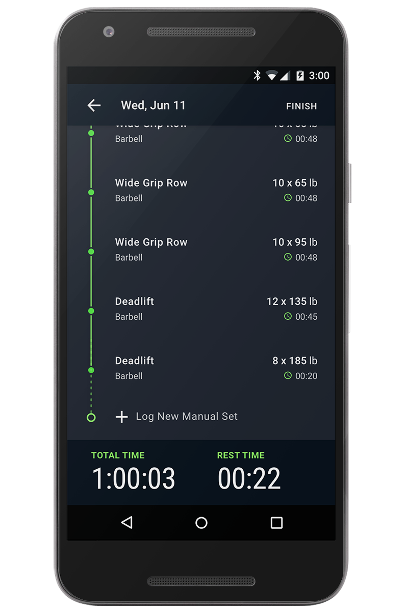 Rithmio EDGE tracks your workout automatically and populates your workout log for you.